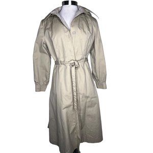 Stormy Weather Women's Trench Coat Size 13/14 Tan Long Sleeve Collar Hood Belt 2